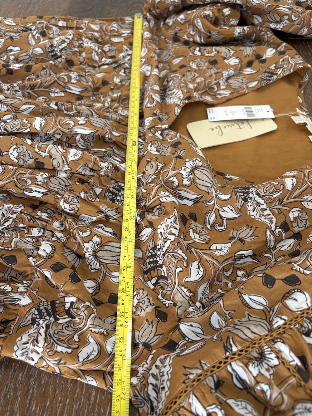 Anthropologie Let Me Be Jemma Floral Tunic Mini Dress Petite 12P Brown NWT - Picture 12 of 16